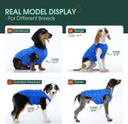 Kuoser Dog Puffer Jacket Warm Dog Coat for Extra Large Dogs, Windproof Reflective Pet Padded Vest Cold Weather Clothes Puppy Snowsuit with Hook & Loop Coats for Great Dane, Easy On/Off, Blue 3XL