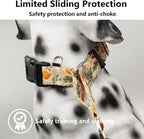 Martingale Collar for Dogs with Buckle Anti Pull Adjustable Nylon Limited Slip Training Dog Collars (Beige Floral, Medium)