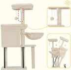 Hey-brother Cat Tree Tower, Scratching Posts with Cozy Condo, Padded Bed, Hammock, Plush Perch, Sisal Post and Ball for Indoor Kittens, 44.9 Inches, Beige MPJ009SM