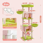 71.2 Inches Flower Tall Cat Tree for Large Cats, Multi-Level Cat Tower with 2 Cozy Condos, Super Large Top Perch, 3 Hammocks, Sisal Scratching Posts and 2 Pompoms, Pink