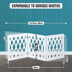 Bundaloo Freestanding Dog Gate Expandable Decorative Wooden Fence for Small to Medium Pet Dogs, Barrier for Stairs, Doorways, & Hallways (Hearts N' Diamonds)