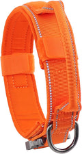 Tactical Dog Collar with Heavy Duty Metal Buckle and Control Handle for Medium Large Dogs Training(Orange, Large)