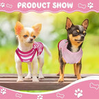 4 Pieces Dog Clothes for Small Dogs Girls Summer Autumn Cute Puppy Clothes Soft Pet Dog Shirts Chihuahua Teacup Dog Cat Clothing Pink Costume (Medium)
