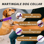 Martingale No Pull Dog Collar for Large Medium Small Dogs, Heavy Duty Nylon Reflective Adjustable Anti Pull Slip Collar with Buckle for Training Walking L Purple