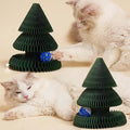 Corrugated Paper Cat Scratcher, High-Density - Pine Tree Design with Jingling Ball & Circular Track, Interactive Scratch Pad for Indoor Cats & Furniture Protection