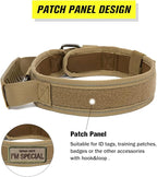 Tactical Dog Collar with Handle - Military Adjustable Dog Training Collar Soft Nylon and Heavy Duty Metal Buckle for Medium Large Dogs - with Patch (Camo with Patch, Large)