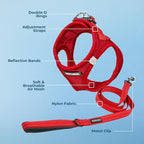 Best Pet Supplies Voyager Step-in Air All Weather Mesh Harness and Reflective Dog 5 ft Leash Combo with Neoprene Handle, for Small, Medium and Large Breed Puppies - Harness Leash Set (Red), XS