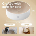 Necoichi Cat Scratcher Bowl for Indoor Cats - Cat Scratching Lounger with Reversible Usability and Extra Comfort for Lounge, Cardboard Bed Couch / (Regular, Hologram White)