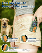 Dog Shock Collar - 3300FT Dog Training Collar with Remote, IPX7 Waterproof Electric Dog Collar with 4 Training Modes, Security Lock, Rechargeable E-Collar for Small Medium Large Dogs (Green)