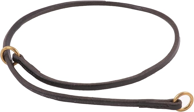 Alvalley Flat Leather Slip Dog Collar - Super Soft Durable Strong Hand Stitched Leather Dog Collar - Suitable for Training & Walking (Black, 26in Length, 5mm Thickness)