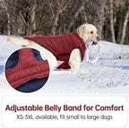 Lelepet Reversible Dog Coat Waterproof Dog Jacket Windproof Puffer Vest for Winter Warm Lightweight Coats for Large Dogs Adjustbale Hook & Loop Pet Apparel with Leash Hole, Golden Retriever, 3XL