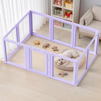 DIY Clear Acrylic Dog Playpen House,Quick Easy Assembly and Disassembly,Strong Floor Suction,Indoor and Outdoor Use,Easy Cleansing Puppy Fence (Purple, 23.6" H, 10PCS)