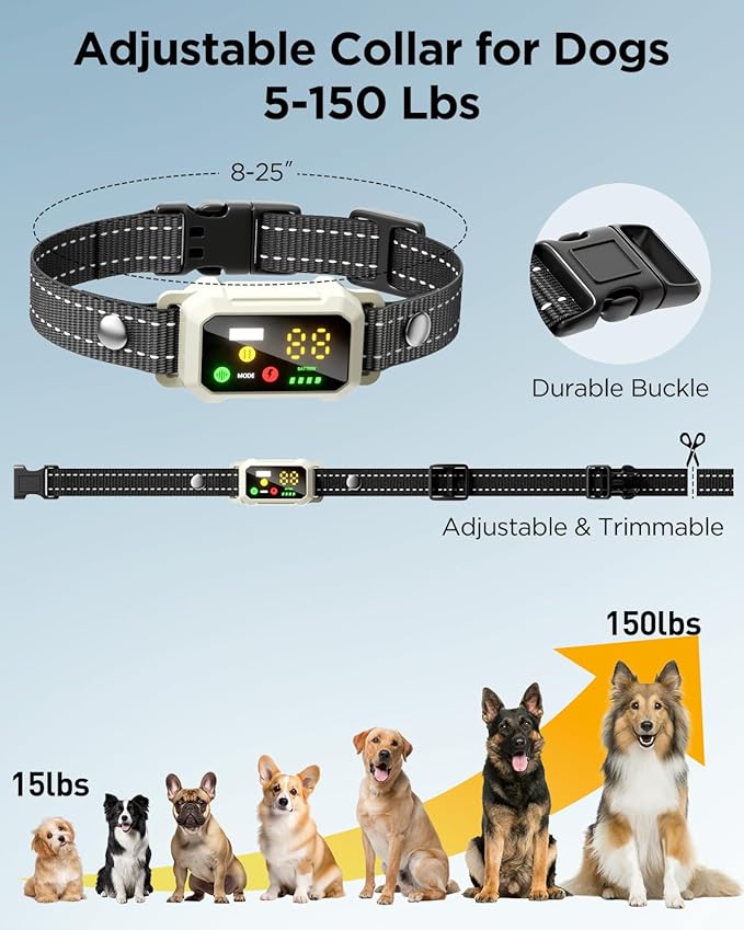 BLACKDOG Military Dog Shock Collar 2 Dogs (5-150lbs) - 4200ft Dog Training Collar with Remote, 4 Training Modes, Flashlight&Strobe, 90-Day Battery, IP67 Waterproof Dog E Collar for All Breeds (Beige)