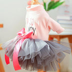 Furbabycare® Elegant Sweet Fashion Puppy Dog Blingbling Princess Skirt Pet Dog Lace Cake Camisole Tutu Dress R-Pink+Gray Medium