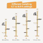 FUKUMARU Floor to Ceiling Cat Tree, 6 Level Adjustable Height (5.7-9.8 ft) Climbing Tower with Thickened Scratching Posts, Cats Activity Center with Transparent Capsule and Cozy Hammock