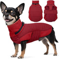 BRKURLEG Dog Winter Coat with Harness Built in, Warm Jacket for Small Medium and Large Dogs, Windproof Turtleneck Fleece Dogs Snowsuit with Hook & Loop, Reflective Christmas Dog Jacket, Red XS