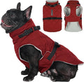 Kuoser Dog Coat Warm Fleece Lining Turtleneck Dog Jacket with Harness Built-in, Adjustable Windproof Cold Weather Coats with Quick Release Buckle Pet Winter Snowsuit for Small Dogs, Red S