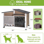 GUTINNEEN Large Heated Dog House Outdoor Insulated Dog Kennel Weatherproof Dog Shelter with Safe Heating Pad, Thermal Liner, Rotatable Spill-Proof Bowl for Large Dog Breeds, 39.7"L x 25.5"W x 32.2"H