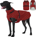 Kuoser Dog Coat Warm Fleece Lining Turtleneck Dog Jacket with Harness Built-in, Windproof Cold Weather Coats with Quick Release Buckle Pet Winter Snowsuit for Extra Large Dogs Great Dane, Red 3XL