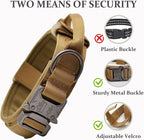 Tactical Dog Collar, Adjustable Military Training Nylon Dog Collar with Control Handle and Heavy Quick-Release Metal Buckle for Small Medium Large Dogs, Brown S
