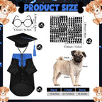 5 Pcs Dog Graduation Costume Set Include 2026 Pet Graduation Gown with Stole Puppy Grad Cap Lensless Glasses DIY Letter Stickers for Dogs Cats Holiday Costume Accessory(Black Royal Blue,M)