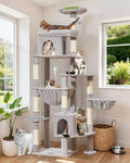 Taoqimiao 83In Heavy Duty Cat Tree, Suitable 20lb+ Large Cats, XXL-Cat Tower for Indoor Cats Large Adult, 2 Luxurious Cat Cando with 8 Scratching Posts,Oversized Metal Hammocks, Light Gray MS032W
