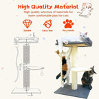 35" Cat Tree Tower for Indoor Cats, Tall Cat Scratching Post with Large Bed for Maine Coon Big Cats, Sisal Cat Scratcher with Soft Perch & Hammock, Stable Cat Stand, Gray