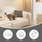 FHTONGE 71x15.8 Thickened Cat Wall Climbing Carpet with 16 Fixed Nails, Extra Large Tall Cat Scratch Pad for Wall, Wall Mounted Climbing Cat Scratcher for Furniture Couch Sofa Protector(Oat Color)