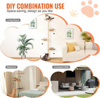 HAPPYBUY 4 Tiers Cat Tree, Cat Wall Furniture Set with 4 Jumping Boards, Wall-Mounted Cat Floating Shelf up to 40 lbs, 12 mm Pine Wood Cat Perch for Sleeping, Playing and Climbing