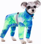 Dog Coats for Small Dogs, Polar Fleece Dog Pajamas Bodysuit, Puppy Onesies Tie Dye Jumpsuits, Dogs Warm Clothes Four-Legged, Doggie Fullbody Winter Jacket Vest