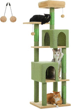 PEQULTI 62" Cat Tree for Indoor Cats, Multi-Level Cat Tower with Cozy Cat Condo Clearance Prime, Green