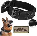 Tactical Dog Collar with Handle - Military Adjustable Dog Training Collar Soft Nylon and Heavy Duty Metal Buckle for Medium Large Dogs - with Patch (Black with Patch, X-Large)