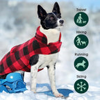 Kuoser Dog Winter Coat, Windproof Dog Fleece Jacket British Style Plaid Cold Weather Doggie Vest Coats, Reversible Cozy Warm Pet Clothes Apparel for Extra Large Size Dogs XXXL