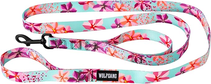 Wolfgang Heavy Duty Dog Leash, Pull-Tested to Over 800 lbs for Walking & Training, DigiFloral Print, Dual-Handle Large