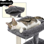 33.8 Inch Large Cat Tree Condo with Sisal Scratching Posts Perches Houses, Double Room Cat Tower Furniture Kitty Activity Center Kitten Play House (Grey2)