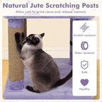 Tangkula Cute Cat Tree, 31.5 Inch Multi-Level Cat Tower with Jute Scratching Posts, Condo, Top Perch, Hanging Toy, Moon & Star & Cloud-Shaped Accents for Indoor Cats (Purple+Pink+White)