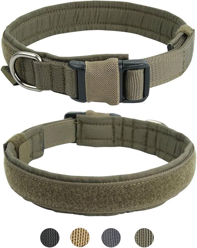EXCELLENT ELITE SPANKER Tactical Small Puppy Dog Collar Nylon Adjustable Heavy Duty Military for Small Medium and Large Dogs Pet Soft Padded Dog Collar(RGN-L)
