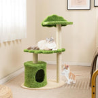 Tangkula Cat Tree Tower, Multi-Level Modern Wood Cat Tower with Sisal Scratching Posts, Top Perch, Solid Wood Base, Cute Cat Condo, Small Cat Tree for Indoor Cats Large Adult (38 Inch)