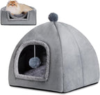 Cat Bed Cave for Indoor, Suitable for Cat Dome Bed, Hideaway Bed for Indoor Cats with Removable Mattress for Kittens.Cat Tent House for Dual Use (L:17"x17")