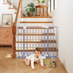29"-40" Baby Gate for Stairs, Auto Close Stroller Friendly Dog Gate Indoor for Doorways, Pressure Mounted Baby Gate, Easy Walk Through Gate for Children & Pets, Wisteria