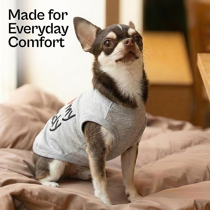 Parisian Pet Dog Shirt - 100% Cotton Shirts for Medium Dogs - Grey Sleeveless Dogs Clothes - Lightweight and Breathable Puppy Clothes - Stretchy Dog Apparel - I Love My Daddy T Shirt for Pet