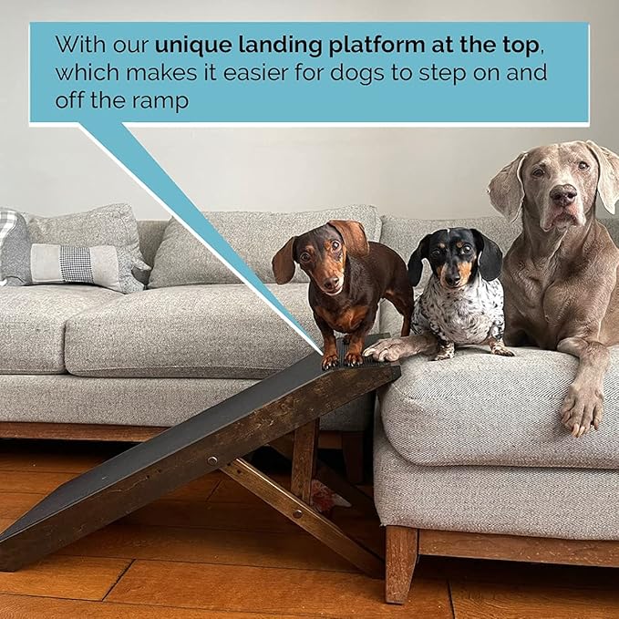Dog Ramp for Couch, by DoggoRamps – Furniture Quality Solid Hardwood Ramp for Dogs to Get on Couch with Platform Top & Non-Slip Grip – Dog Couch Ramp for Small & Medium Dogs – 100% Made in N America