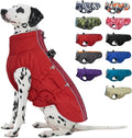 Medium Dog Coat - Warm Zip Up Snowsuit Dog Harness Vest, Reflective Water-Resistant Dog Jacket for Medium Dogs - Red