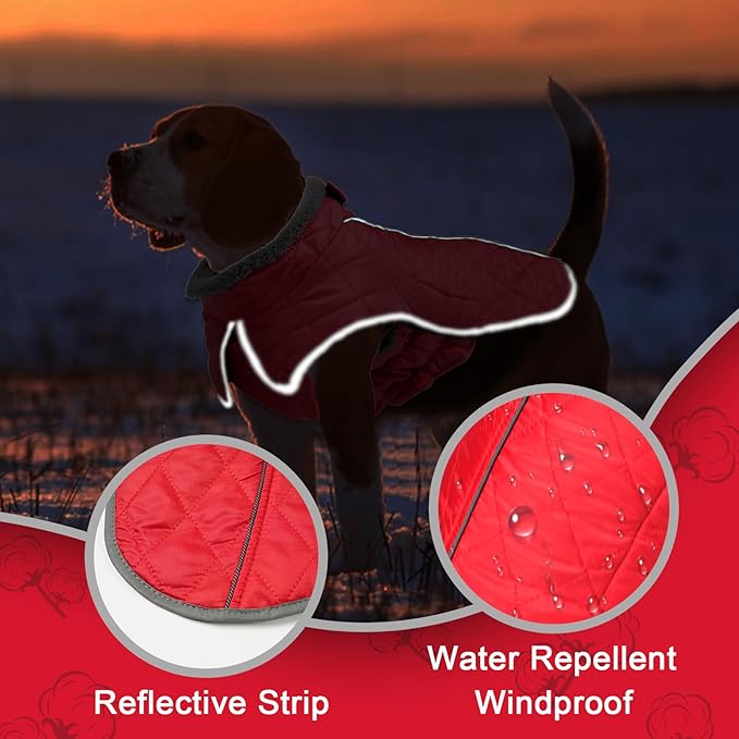 Fragralley Dog Winter Coat, Waterproof Windproof Reflective Fleece Jacket with Harness Hole, Warm Snow Vest for Small Medium Large Dogs, Ideal Gifts