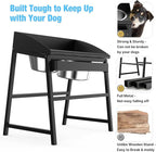 Spill Proof Tilted Elevated Dog Bowls for Large Breed, 15“ Tall Raised Dog Bowl with Stand, Stainless Steel Dog Food Bowl & Water Bowl Set for Indoor & Outdoor Use, Easy Clean Large Dog Bowl Dog Dish