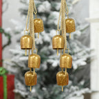 2 Pack Gold Metal Vintage Bells with Jute Hanging Rope, Decorative Cow Bell for Weddings, Parties, and Christmas Wreaths, Each 1.7W x 2.8H