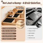3-Pack Stair Ramp for Senior Dogs, Low-Angle Pet Mobility Aid with Extra Wide Non-Slip Surface, Solid Wood Indoor Step Ramps for Small & Medium Pets