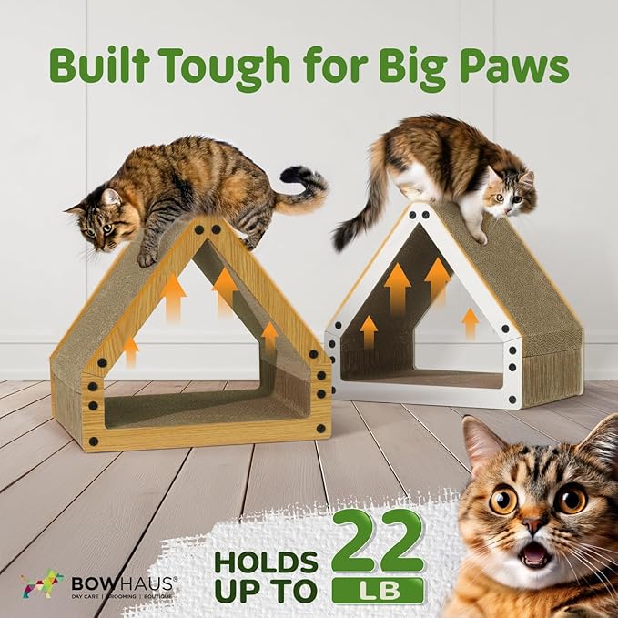 House Cat Scratcher Lounger, Reversible Scratcher, Durable & Long-Lasting, Cat Cardboard Scratcher, Large Cat Scratching Pad, Scratching Board, Scratch Pad for Indoor Cats, White