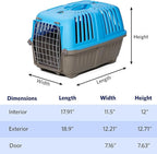 MidWest Homes for Pets Spree Travel Carrier – Hard-Sided Dog & Cat Carrier, Small Pet Travel Crate with Handle, Ventilated Design, Easy Assembly, 19-Inch, Blue