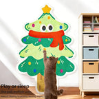 Cartoon Cat Scratching Mat, Cute Wall Cat Scratcher for Christmas, New Year, Pet Scratching Pad with Self-Adhesive Backing, Furniture Protector for Couch Door Sofa Indoor (Christmas Tree)